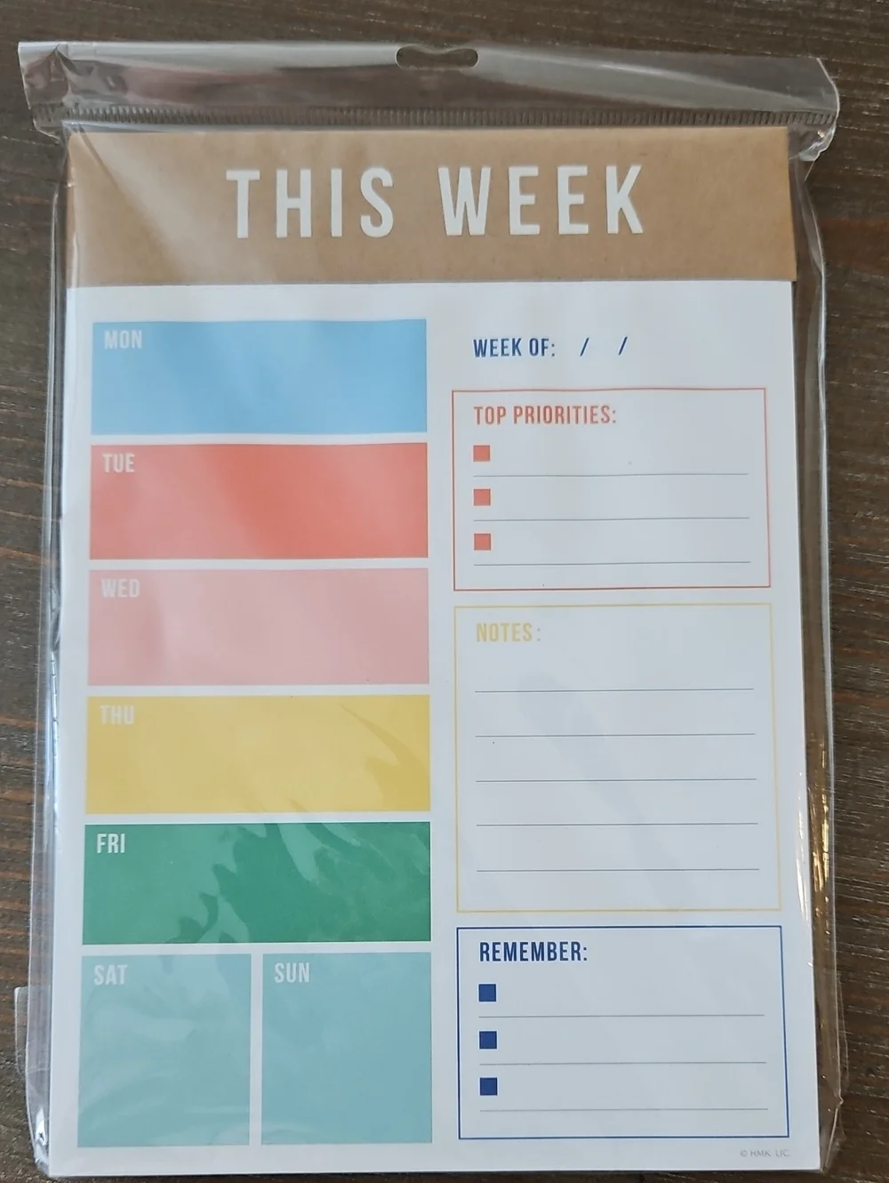 Hallmark This Week Colorful Weekly Planner Pad - Blue/Red/Pink/Yellow/Green New